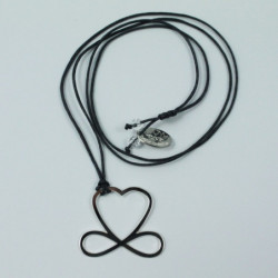 Collier - Coeur de liberté (cordon soie) - Gris anthracite