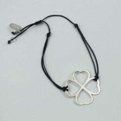 Bracelet - Coeur de fraternité (cordon soie) - Gris anthracite