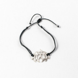 Bracelet - Fleur Cristal'In (cordon soie) - Gris anthracite