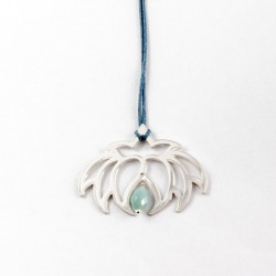 Collier - Fleur Cristal'In Amazonite (cordon soie) - Bleu