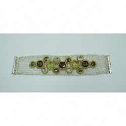 Bracelet équilibrant - Quartz Vert, Quartz Fumé, Topaze Bleu, Quartz Jaune -Gold Thread