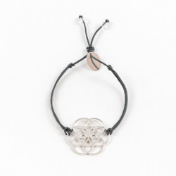 Bracelet Graine de vie (cordon en soie) - Gris anthracite