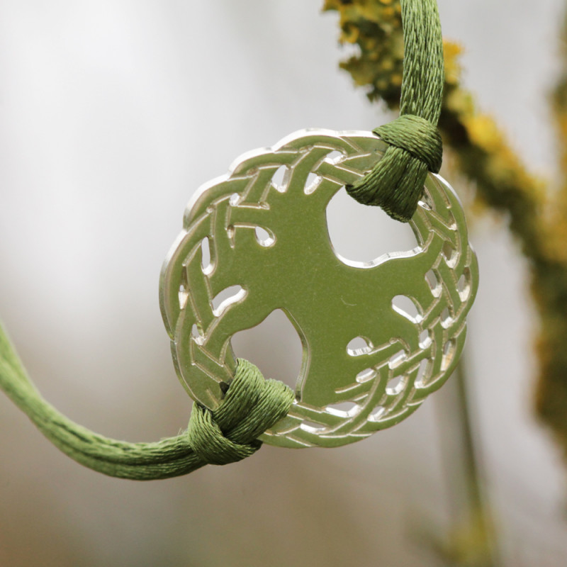 Bracelet Arbre sacré (cordon soie)  - Kaki