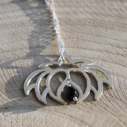 Collier - Fleur Cristal'In Onyx Noir (chaîne en argent)